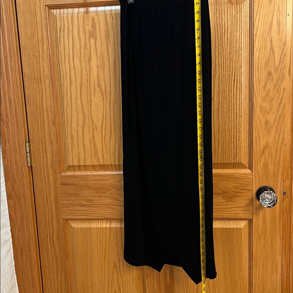 Like NEW Chico's Travelers Full Length, Long Straight Black Skirt w/ Hem Detail - Picture 5 of 9